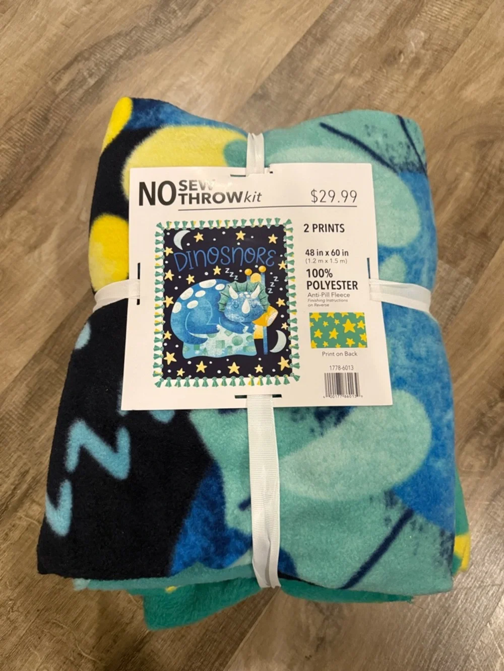 Kids Dinosaur Fleece Pajama Throw - Blue/Teal